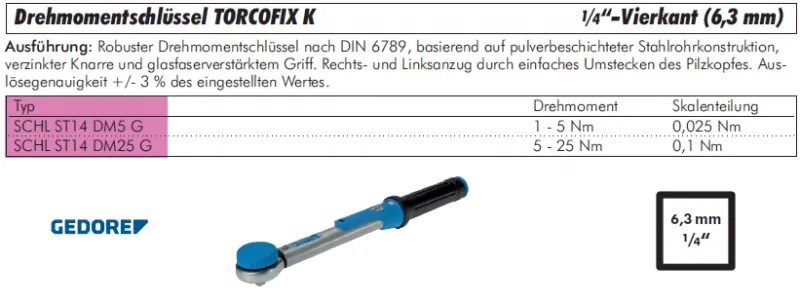 Drehmomentschlüssel TORCOFIX K Gedore® – präzise, robust & verlässlich